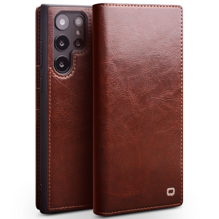 QIALINO Genuine Leather Phone Case – Leather, For Samsung Galaxy Note20 Ultra, For Samsung Galaxy S21 5G, For Samsung Galaxy S21 Ultra 5G, For Samsung Galaxy S22 Ultra 5G, For Samsung Galaxy S22+ 5G, For Samsung Galaxy S22 5G For Samsung Galaxy S22 Ultra 5G Brown
