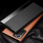 QIALINO Genuine Leather Side Window View Smart Phone Case, For Samsung Galaxy Note20 Ultra, For Samsung Galaxy S21 5G, For Samsung Galaxy S21+ 5G