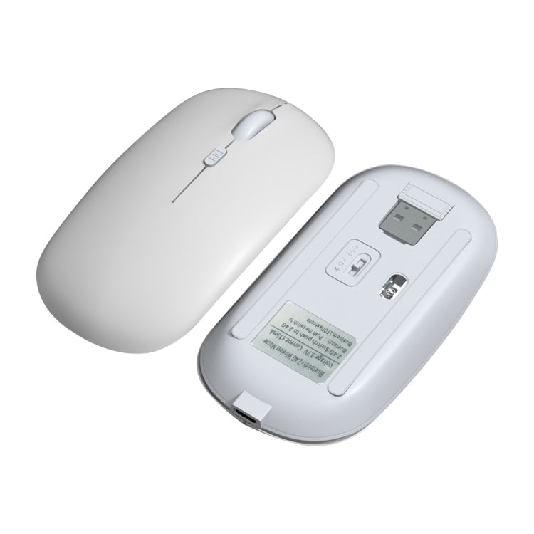 1600dpi Bluetooth 2.4G Wireless Dual Mode Mouse, Bluetooth + 2.4G(White), Bluetooth + 2.4G(Black), Bluetooth + 2.4G(Pink), Bluetooth + 2.4G(Purple), Bluetooth + 2.4G(Yellow), Bluetooth + 2.4G(Blue), Bluetooth + 2.4G(Mint Green)... – Bluetooth, TPU,... Bluetooth + 2.4G(White) White