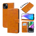 Oil Wax Texture Leather Phone Case, For iPhone 14 Plus, For iPhone 14 Pro Max, For iPhone 14 Pro, For iPhone 14, For Honor X7/Play 30 Plus, For Samsung Galaxy M33 5G Global For iPhone 14 Plus Yellow