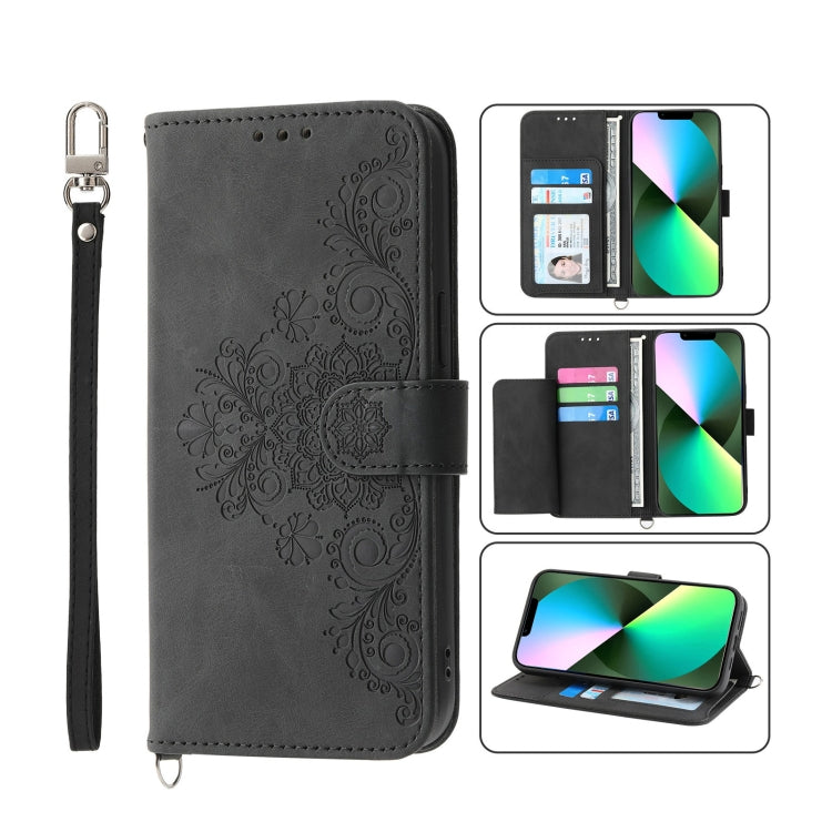 Skin-feel Flowers Embossed Wallet Leather Phone Case, For iPhone 11 Pro, For iPhone 11, For iPhone XS Max, For iPhone XS / X For iPhone 11 Pro Black