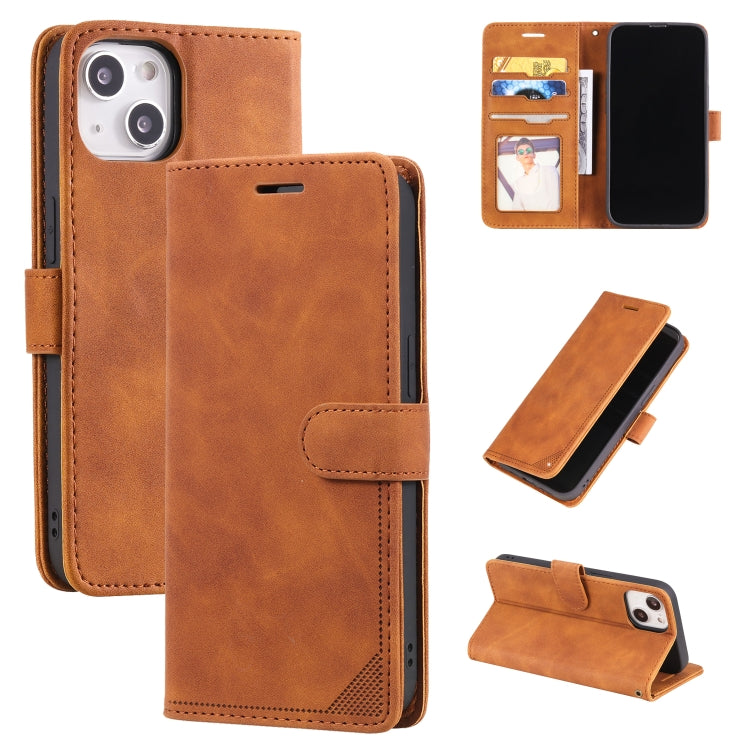 Skin Feel Anti-theft Brush Horizontal Flip Leather Phone Case, For iPhone 14, For iPhone 14 Plus, For iPhone 14 Pro, For iPhone 14 Pro Max For iPhone 14 Brown