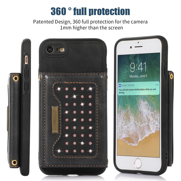 Three-fold RFID Leather Phone Case with Lanyard – Lanyard, Card Slot, Leather, For iPhone 6/6s, For iPhone 6 Plus, For iPhone 7/8/SE 2020/SE 2022, For iPhone 7 Plus/8 Plus