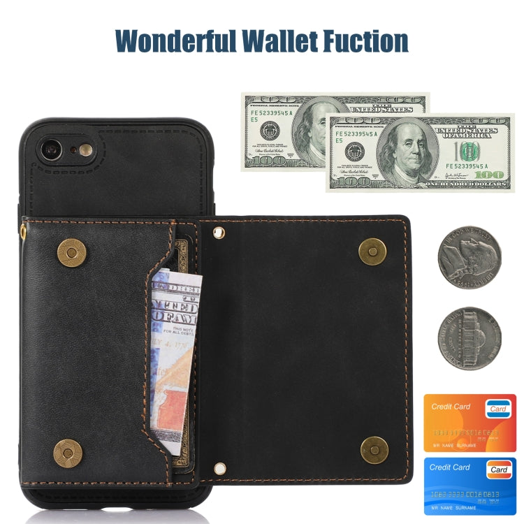 Three-fold RFID Leather Phone Case with Lanyard – Lanyard, Card Slot, Leather, For iPhone 6/6s, For iPhone 6 Plus, For iPhone 7/8/SE 2020/SE 2022, For iPhone 7 Plus/8 Plus