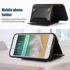 Three-fold RFID Leather Phone Case with Lanyard – Lanyard, Card Slot, Leather, For iPhone 6/6s, For iPhone 6 Plus, For iPhone 7/8/SE 2020/SE 2022, For iPhone 7 Plus/8 Plus
