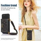 Three-fold RFID Leather Phone Case with Lanyard – Lanyard, Card Slot, Leather, For iPhone 6/6s, For iPhone 6 Plus, For iPhone 7/8/SE 2020/SE 2022, For iPhone 7 Plus/8 Plus