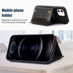 Three-fold RFID Leather Phone Case with Lanyard, For iPhone 11, For iPhone 12, For iPhone 11 Pro, For iPhone 11 Pro Max