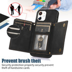 Three-fold RFID Leather Phone Case with Lanyard, For iPhone 11, For iPhone 12, For iPhone 11 Pro, For iPhone 11 Pro Max