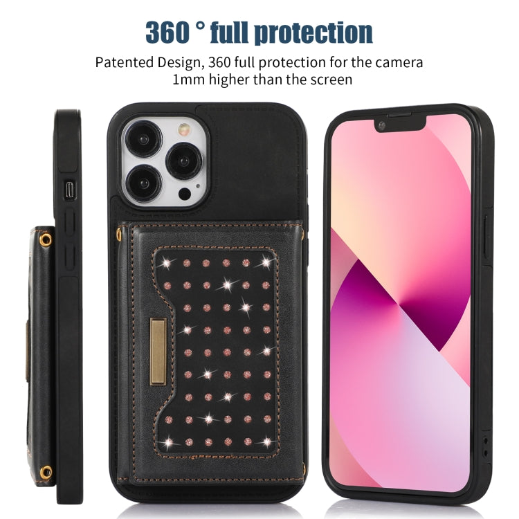 Three-fold RFID Leather Phone Case with Lanyard – Lanyard, Card Slot, Leather, For iPhone 13 Pro Max, For iPhone 14, For iPhone 14 Plus, For iPhone 14 Pro