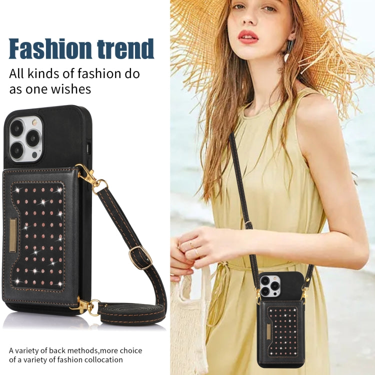 Three-fold RFID Leather Phone Case with Lanyard – Lanyard, Card Slot, Leather, For iPhone 14 Pro Max, For iPhone XR, For iPhone XS, For iPhone XS Max