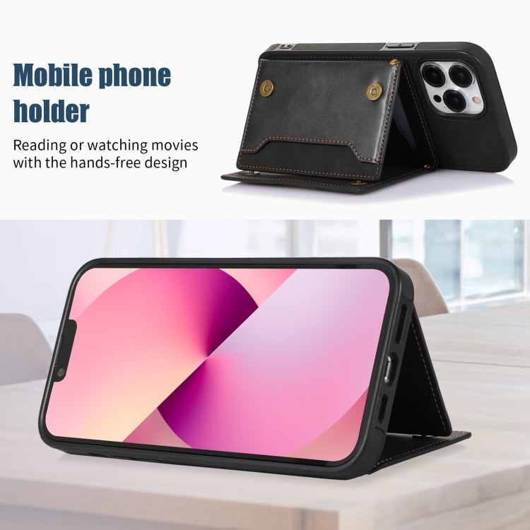 Three-fold RFID Leather Phone Case with Lanyard – Lanyard, Card Slot, Leather, For iPhone 14 Pro Max, For iPhone XR, For iPhone XS, For iPhone XS Max