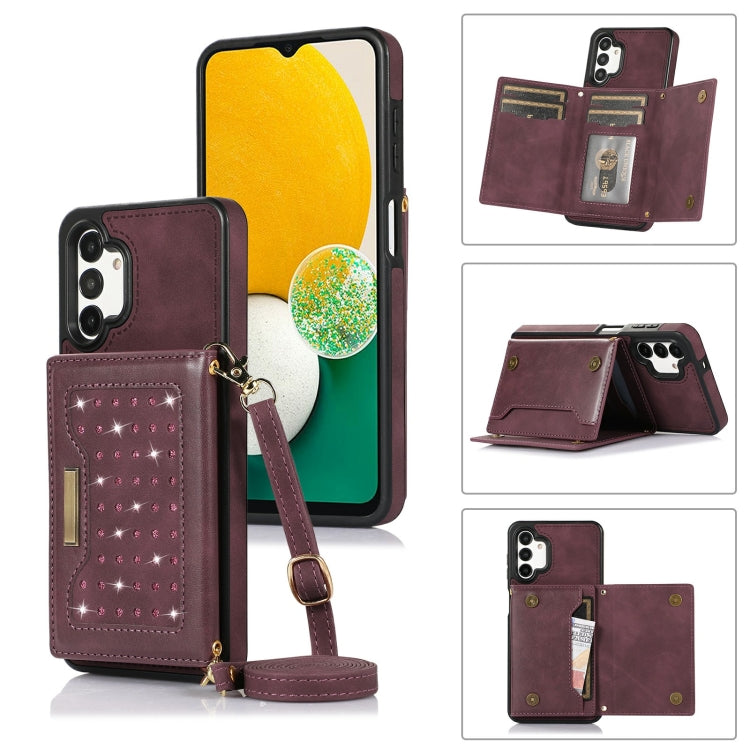 Three-fold RFID Leather Phone Case with Lanyard – Lanyard, Card Slot, Leather, For Samsung Galaxy A12, For Samsung Galaxy A13 4G/A13 5G, For Samsung Galaxy A51 4G, For Samsung Galaxy A53 5G, For Samsung Galaxy A52 5G/A52s 5G For Samsung Galaxy A13 4G A13 5G Red