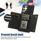 Three-fold RFID Leather Phone Case with Lanyard, For Samsung Galaxy S22 Ultra, For iPhone 12 Pro