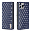 Diamond Lattice Magnetic Leather Flip Phone Case, For iPhone 14 Pro Max, For iPhone 14 Pro, For iPhone 14 Plus, For iPhone 14 For iPhone 14 Pro Max Blue