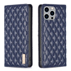 Diamond Lattice Magnetic Leather Flip Phone Case, For iPhone 14 Pro Max, For iPhone 14 Pro, For iPhone 14 Plus, For iPhone 14 For iPhone 14 Pro Max Blue