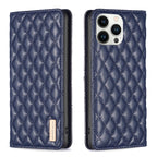 Diamond Lattice Magnetic Leather Flip Phone Case, For iPhone 13 Pro Max, For iPhone 13 Pro, For iPhone 13, For iPhone 12 Pro Max For iPhone 13 Pro Max Blue