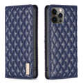 Diamond Lattice Magnetic Leather Flip Phone Case, For iPhone 12 / 12 Pro, For iPhone 11 Pro Max, For iPhone 11 Pro, For iPhone 11 For iPhone 12 12 Pro Blue