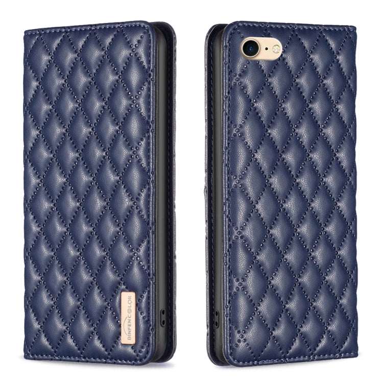 Diamond Lattice Magnetic Leather Flip Phone Case, For iPhone SE 2022 / SE 2020 / 8 / 7, For iPhone XS Max, For iPhone XS / X, For iPhone XR For iPhone SE 2022 SE 2020 8 7 Blue