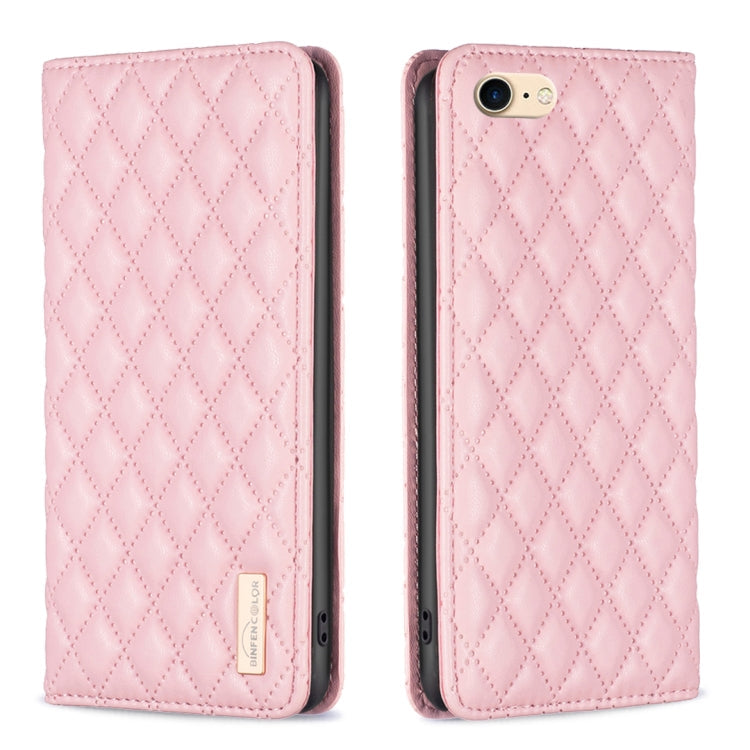 Diamond Lattice Magnetic Leather Flip Phone Case – Wear-resistant, Magnetic, Flip, For iPhone SE 2022 / SE 2020 / 8 / 7, For iPhone XS Max, For iPhone XS / X, For iPhone XR For iPhone SE 2022 SE 2020 8 7 Pink
