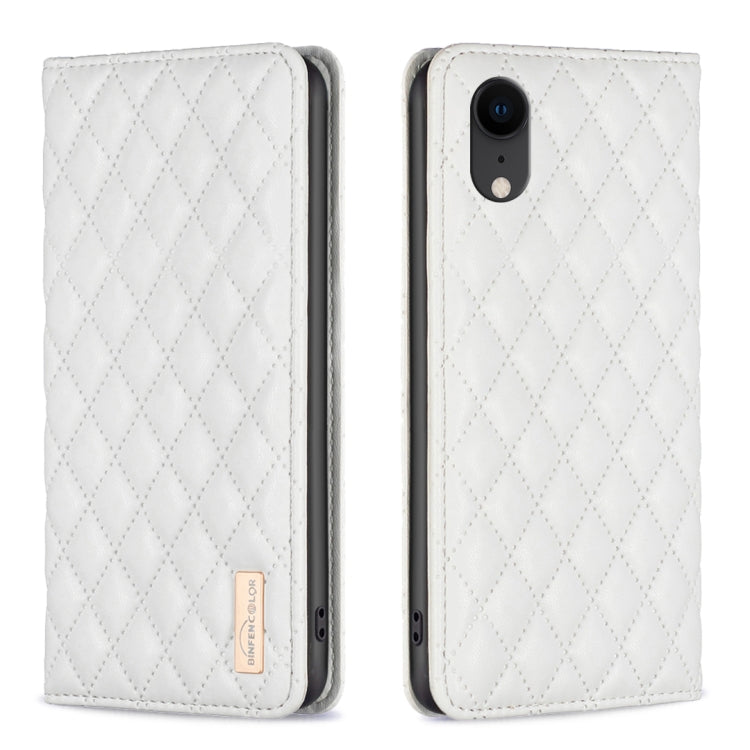 Diamond Lattice Magnetic Leather Flip Phone Case – Wear-resistant, Magnetic, Flip, For iPhone SE 2022 / SE 2020 / 8 / 7, For iPhone XS Max, For iPhone XS / X, For iPhone XR For iPhone XR White