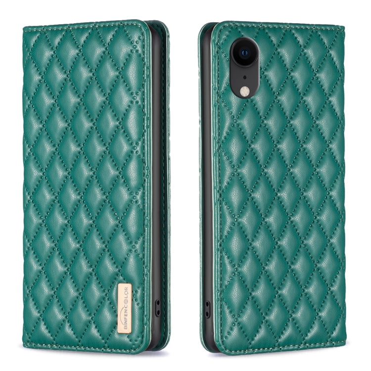 Diamond Lattice Magnetic Leather Flip Phone Case – Wear-resistant, Magnetic, Flip, For iPhone SE 2022 / SE 2020 / 8 / 7, For iPhone XS Max, For iPhone XS / X, For iPhone XR For iPhone XR Green