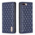 Diamond Lattice Magnetic Leather Flip Phone Case – Wear-resistant, Magnetic, Flip, For iPhone 8 Plus / 7 Plus For iPhone 8 Plus 7 Plus Blue