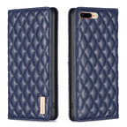 Diamond Lattice Magnetic Leather Flip Phone Case – Wear-resistant, Magnetic, Flip, For iPhone 8 Plus / 7 Plus For iPhone 8 Plus 7 Plus Blue