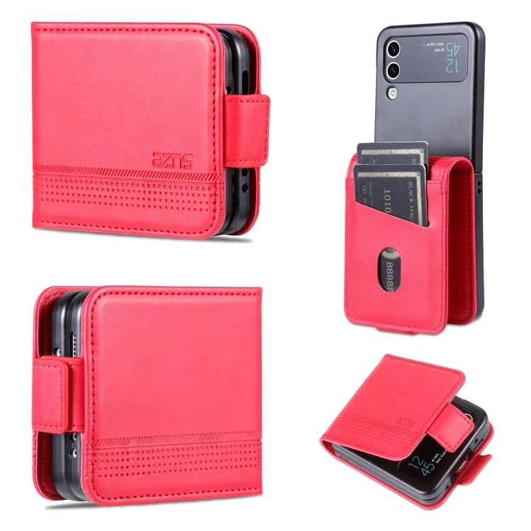 AZNS Magnetic Calf Texture Flip Leather Phone Case, For Samsung Galaxy Z Flip4 5G, For Samsung Galaxy Z Flip3 5G For Samsung Galaxy Z Flip4 5G Red