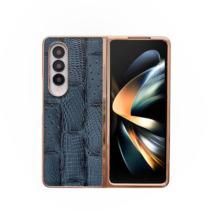 Nano Electroplate Mahjong Texture Leather Phone Case – Leather, For Samsung Galaxy A33 5G, For Samsung Galaxy A53 5G, For Samsung Galaxy A73 5G, For Samsung Galaxy Z Flip4, For Samsung Galaxy Z Fold4 For Samsung Galaxy Z Fold4 Blue