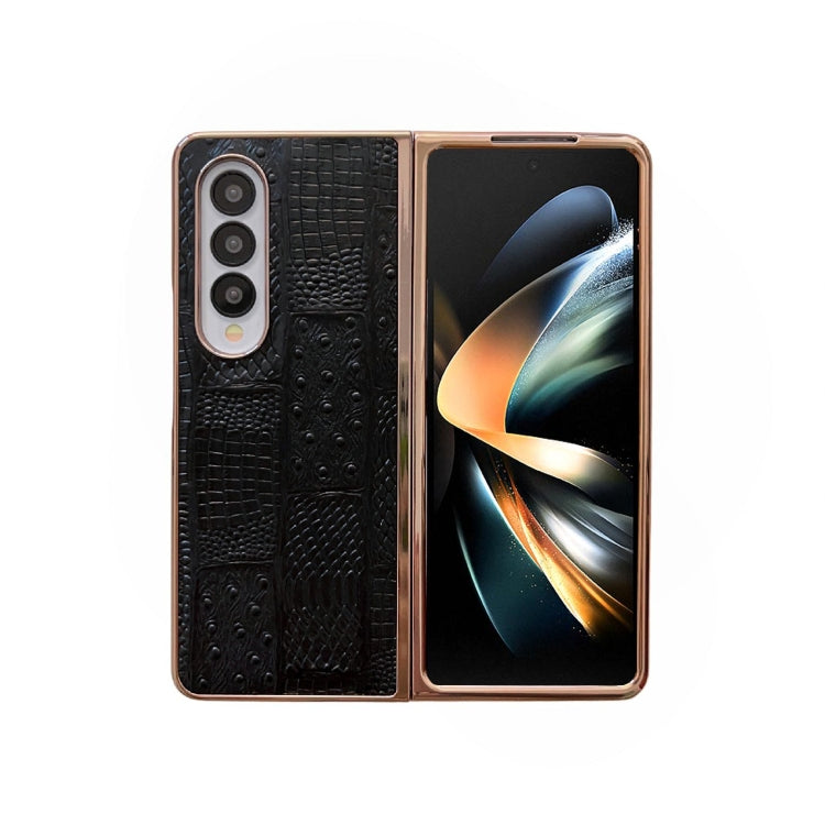 Nano Electroplate Mahjong Texture Leather Phone Case – Leather, For Samsung Galaxy A33 5G, For Samsung Galaxy A53 5G, For Samsung Galaxy A73 5G, For Samsung Galaxy Z Flip4, For Samsung Galaxy Z Fold4 For Samsung Galaxy Z Fold4 Black