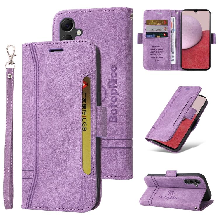 BETOPNICE Dual-side Buckle Leather Phone Case – Wear-resistant, Card Slot, Kickstand, For Samsung Galaxy A14 5G, For Honor X8 5G / X6, For Samsung Galaxy S23 5G, For OPPO A17 For Samsung Galaxy A14 5G Purple