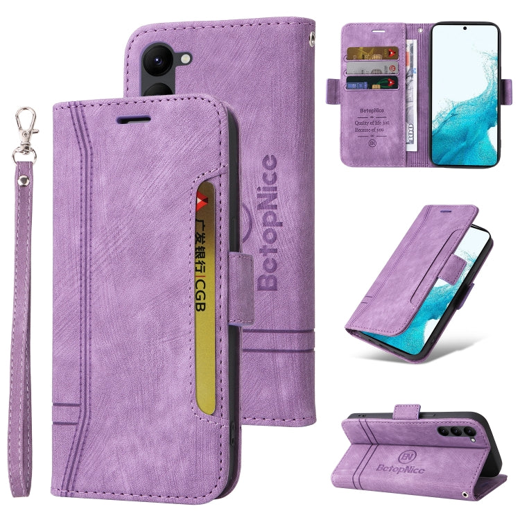 BETOPNICE Dual-side Buckle Leather Phone Case – Wear-resistant, Card Slot, Kickstand, For Samsung Galaxy A14 5G, For Honor X8 5G / X6, For Samsung Galaxy S23 5G, For OPPO A17 For Samsung Galaxy S23 5G Purple