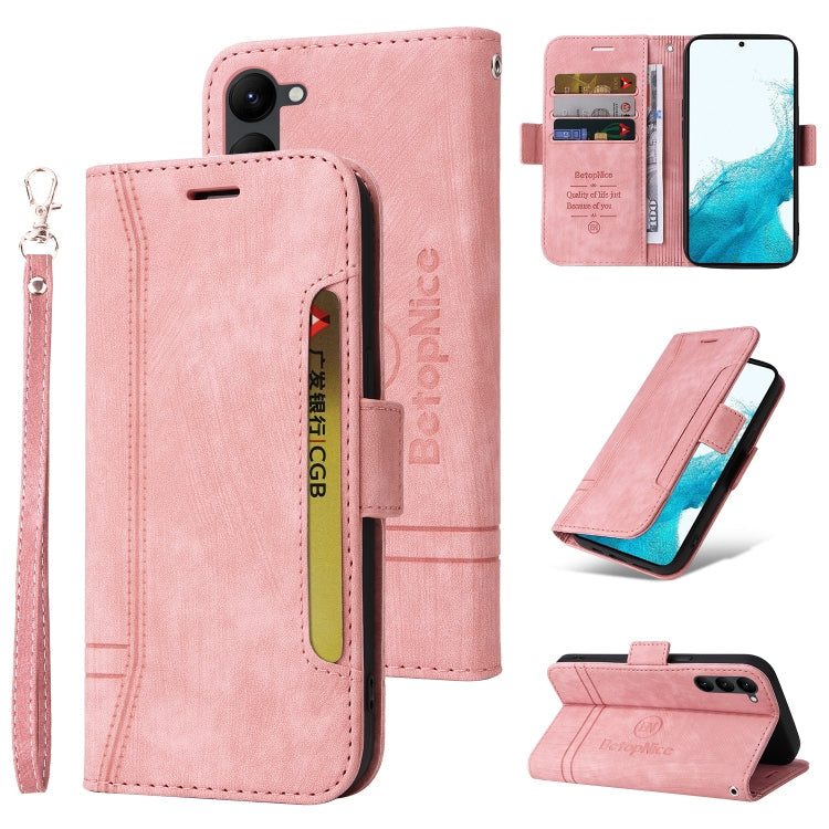 BETOPNICE Dual-side Buckle Leather Phone Case – Wear-resistant, Card Slot, Kickstand, For Samsung Galaxy S23+ 5G, For Samsung Galaxy S23 Ultra 5G For Samsung Galaxy S23+ 5G Pink