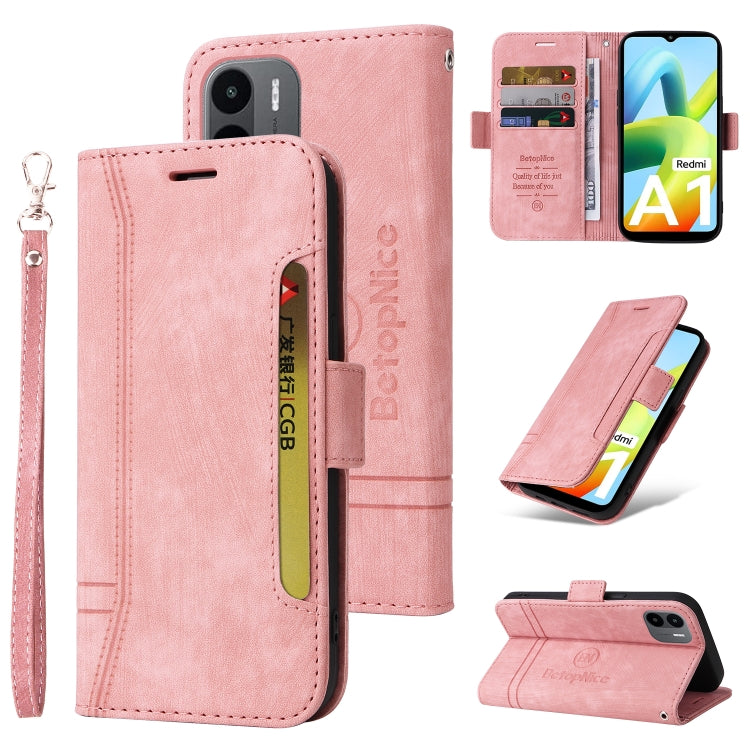 BETOPNICE Dual-side Buckle Leather Phone Case – Wear-resistant, Card Slot, Kickstand, For Xiaomi 12T / 12T Pro / K50 Ultra, For Xiaomi Redmi A1 4G, For Huawei nova Y70 / Y70 Plus / Enjoy 50, For Huawei nova Y90 / Enjoy 50 Pro For Xiaomi Redmi A1 4G Pink
