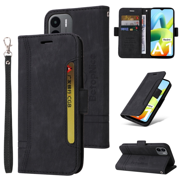 BETOPNICE Dual-side Buckle Leather Phone Case – Wear-resistant, Card Slot, Kickstand, For Xiaomi 12T / 12T Pro / K50 Ultra, For Xiaomi Redmi A1 4G, For Huawei nova Y70 / Y70 Plus / Enjoy 50, For Huawei nova Y90 / Enjoy 50 Pro For Xiaomi Redmi A1 4G Black