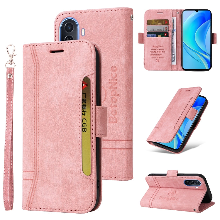 BETOPNICE Dual-side Buckle Leather Phone Case – Wear-resistant, Card Slot, Kickstand, For Xiaomi 12T / 12T Pro / K50 Ultra, For Xiaomi Redmi A1 4G, For Huawei nova Y70 / Y70 Plus / Enjoy 50, For Huawei nova Y90 / Enjoy 50 Pro For Huawei nova Y70 Y70 Plus Enjoy 50 Pink