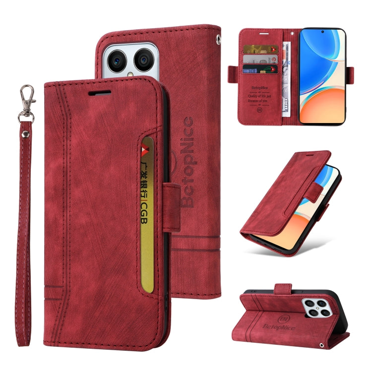 BETOPNICE Dual-side Buckle Leather Phone Case – Wear-resistant, Card Slot, Kickstand, For Samsung Galaxy A14 5G, For Honor X8 5G / X6, For Samsung Galaxy S23 5G, For OPPO A17 For Honor X8 5G X6 Red