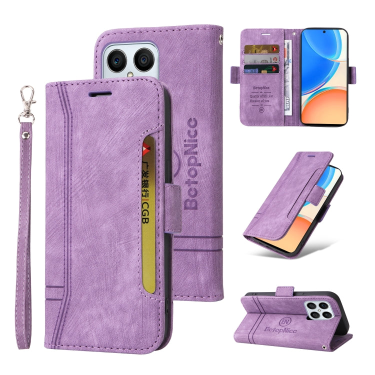BETOPNICE Dual-side Buckle Leather Phone Case – Wear-resistant, Card Slot, Kickstand, For Samsung Galaxy A14 5G, For Honor X8 5G / X6, For Samsung Galaxy S23 5G, For OPPO A17 For Honor X8 5G X6 Purple