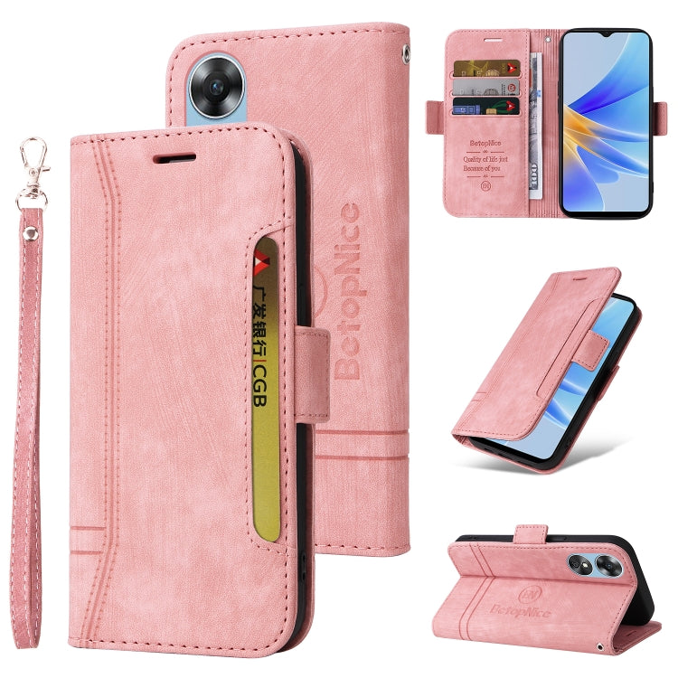 BETOPNICE Dual-side Buckle Leather Phone Case – Wear-resistant, Card Slot, Kickstand, For Samsung Galaxy A14 5G, For Honor X8 5G / X6, For Samsung Galaxy S23 5G, For OPPO A17 For OPPO A17 Pink