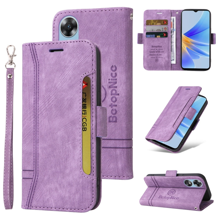 BETOPNICE Dual-side Buckle Leather Phone Case – Wear-resistant, Card Slot, Kickstand, For Samsung Galaxy A14 5G, For Honor X8 5G / X6, For Samsung Galaxy S23 5G, For OPPO A17 For OPPO A17 Purple