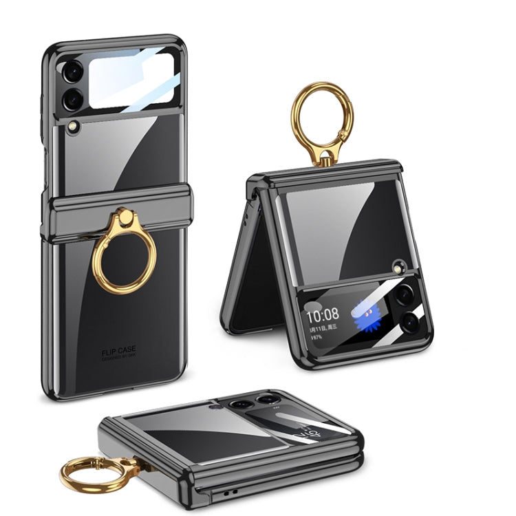 GKK Magnetic Folding Phantom Rotary Phone Case with Ring Holder, For Samsung Galaxy Z Flip4 For Samsung Galaxy Z Flip4 Black