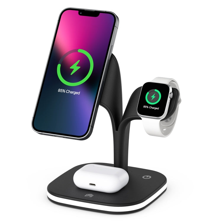 YM-UD22 15W 5 in 1 Magnetic Wireless Charger with Stand Function Black