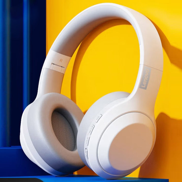 Lenovo TH10 Wireless Bluetooth Gaming Bass Music Sports Noise-cancelling Headphone, TH10 White, TH10 Black – Leather, Bluetooth TH10 White White