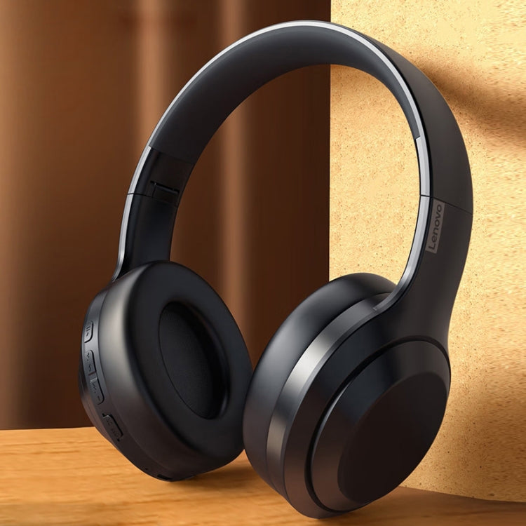 Lenovo TH10 Wireless Bluetooth Gaming Bass Music Sports Noise-cancelling Headphone, TH10 White, TH10 Black – Leather, Bluetooth TH10 Black Black