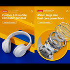 Lenovo TH10 Wireless Bluetooth Gaming Bass Music Sports Noise-cancelling Headphone, TH10 White, TH10 Black – Leather, Bluetooth