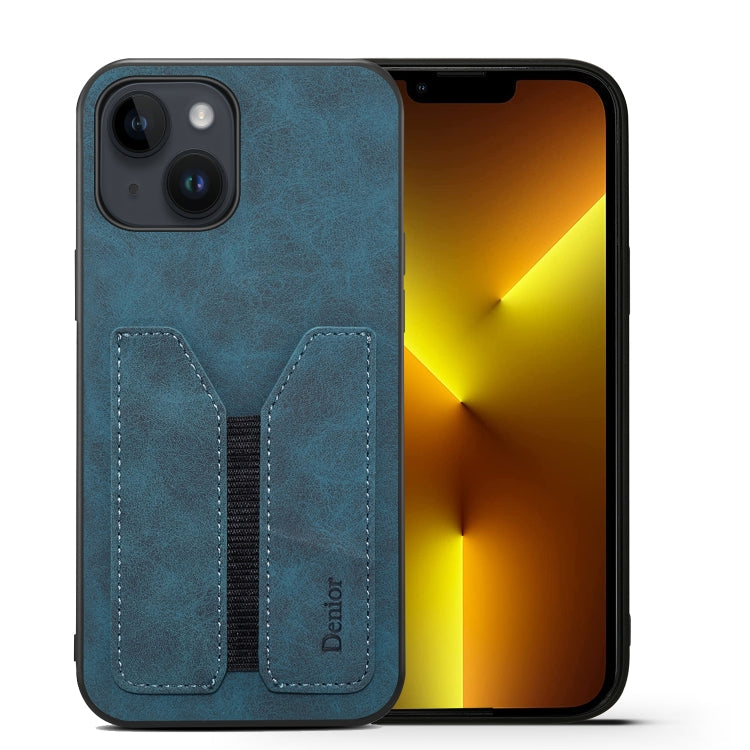 Denior DV Elastic Card PU Back Cover Phone Case, For iPhone 14, For iPhone 14 Plus, For iPhone 14 Pro, For iPhone 14 Pro Max, For iPhone 13 mini, For iPhone 13 For iPhone 14 Blue