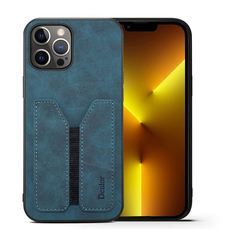 Denior DV Elastic Card PU Back Cover Phone Case, For iPhone 13 Pro, For iPhone 13 Pro Max, For iPhone 12 mini, For iPhone 12 / 12 Pro, For iPhone 12 Pro Max, For iPhone 11 For iPhone 13 Pro Blue