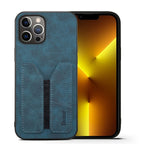 Denior DV Elastic Card PU Back Cover Phone Case, For iPhone 13 Pro, For iPhone 13 Pro Max, For iPhone 12 mini, For iPhone 12 / 12 Pro, For iPhone 12 Pro Max, For iPhone 11 For iPhone 13 Pro Blue