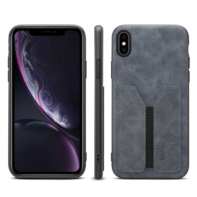 Denior DV Elastic Card PU Back Cover Phone Case – Shockproof, Card Slot, Leather, For iPhone 11 Pro, For iPhone 11 Pro Max, For iPhone X / XS, For iPhone XR, For iPhone XS Max, For iPhone SE 2022 / SE 2020 / 7 / 8 For iPhone XR Grey