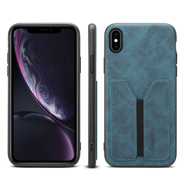 Denior DV Elastic Card PU Back Cover Phone Case – Shockproof, Card Slot, Leather, For iPhone 11 Pro, For iPhone 11 Pro Max, For iPhone X / XS, For iPhone XR, For iPhone XS Max, For iPhone SE 2022 / SE 2020 / 7 / 8 For iPhone XS Max Blue